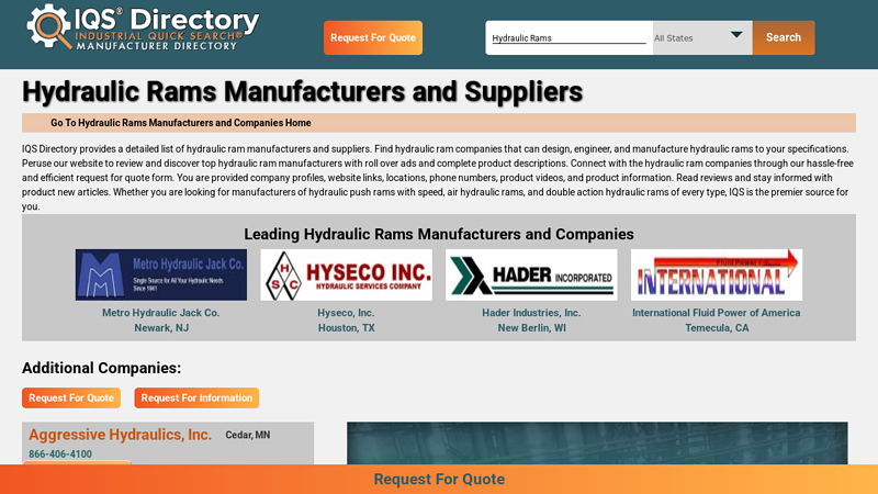 Hydraulic Rams Manufacturers and Suppliers