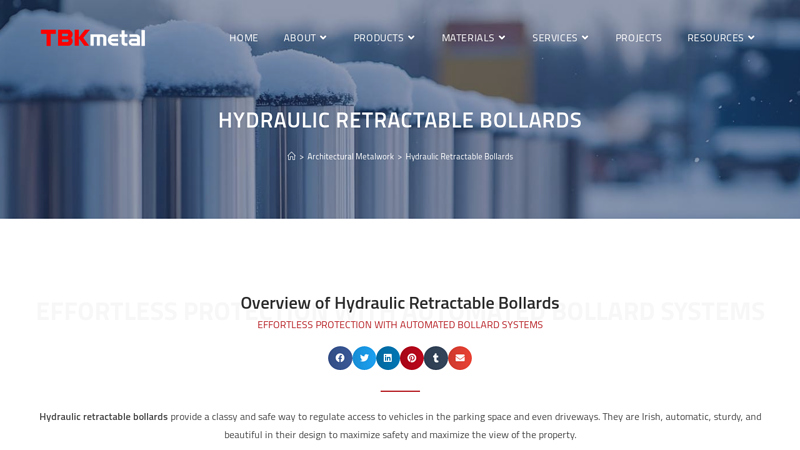 Hydraulic Retractable Bollards for Parking Areas and Driveways