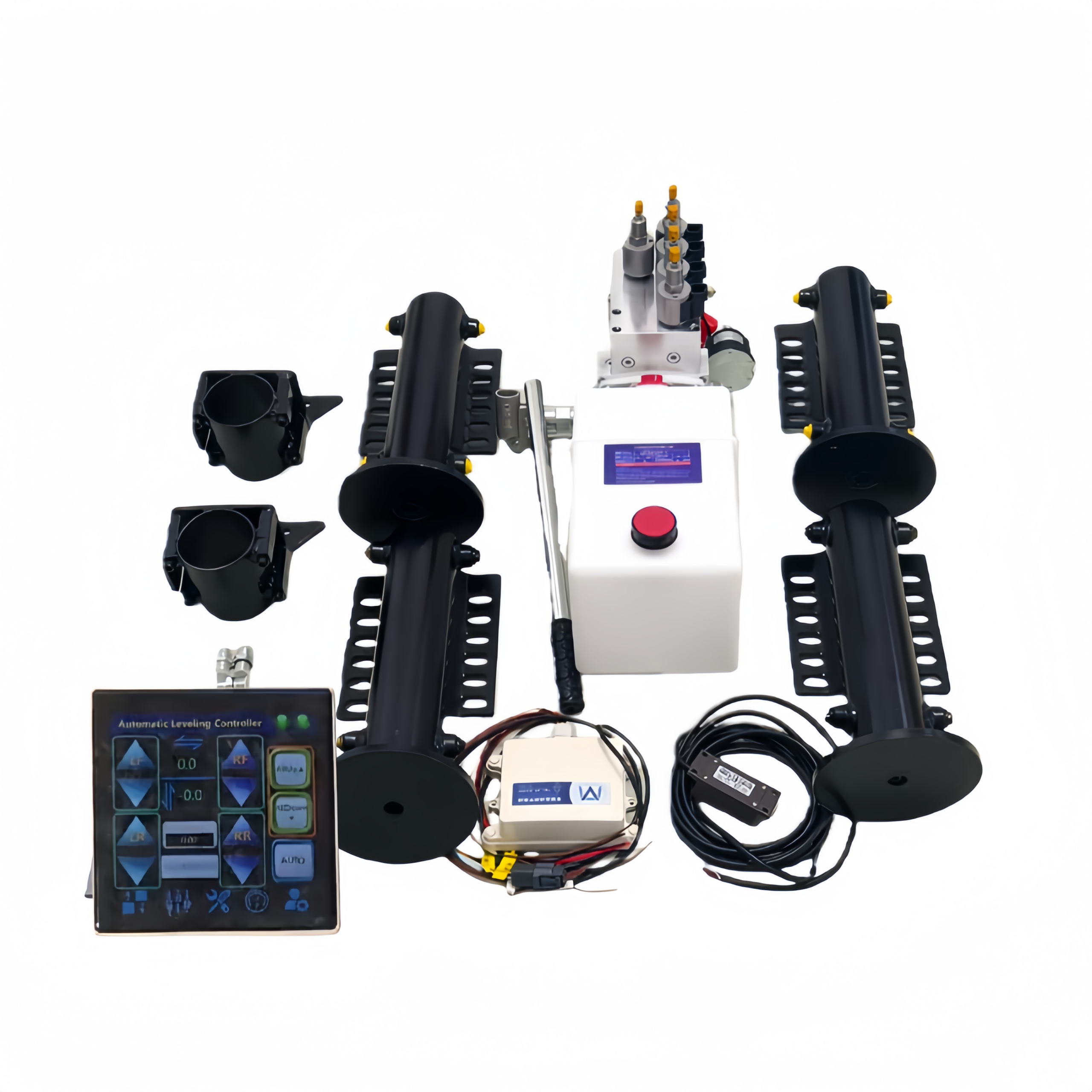Hydraulic support systems for caravans and motorhomes
