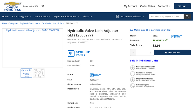 Hydraulic Valve Lash Adjuster