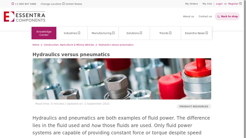 Hydraulics versus pneumatics