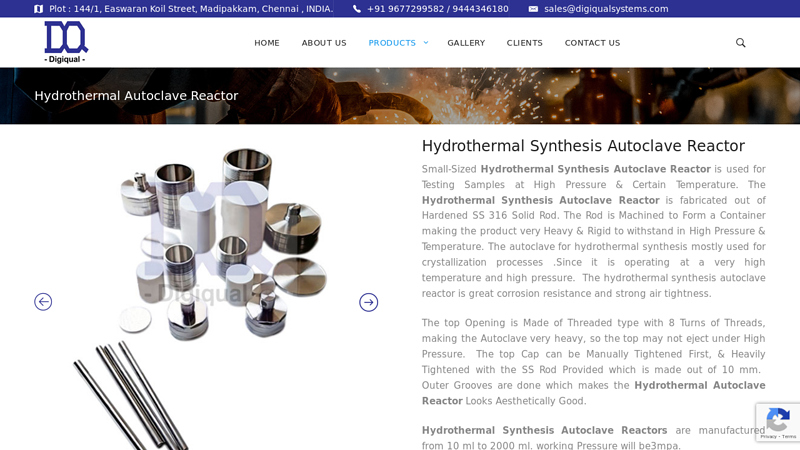 Hydrothermal Synthesis Autoclave Reactor