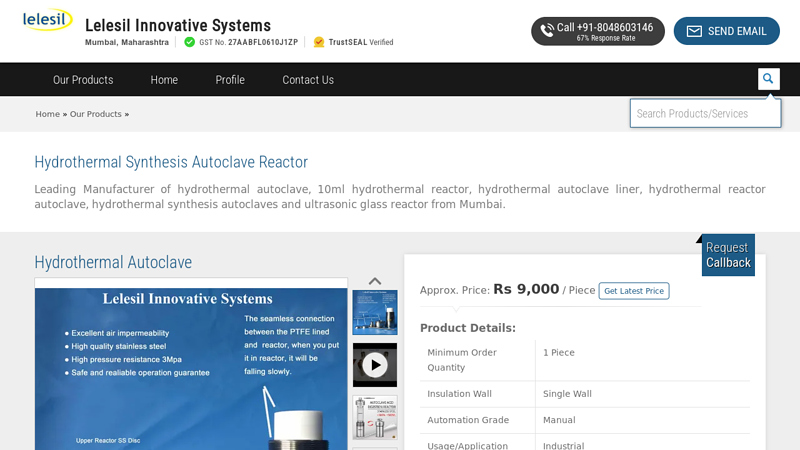 Hydrothermal Synthesis Autoclave Reactor