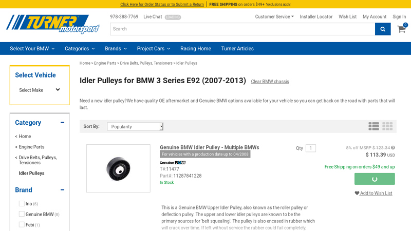 Idler Pulleys for BMW 3 Series E92 (2007-2013)
