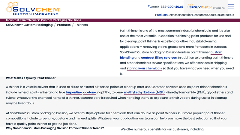 Industrial Paint Thinner & Custom Blending Services