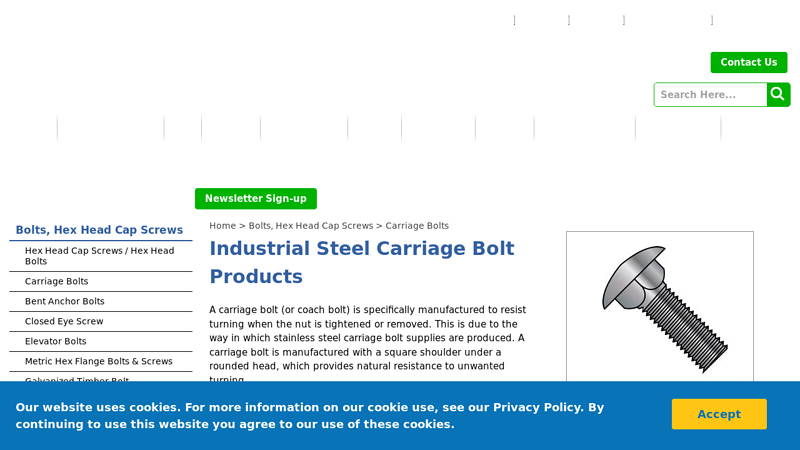 Industrial Steel Carriage Bolt Products