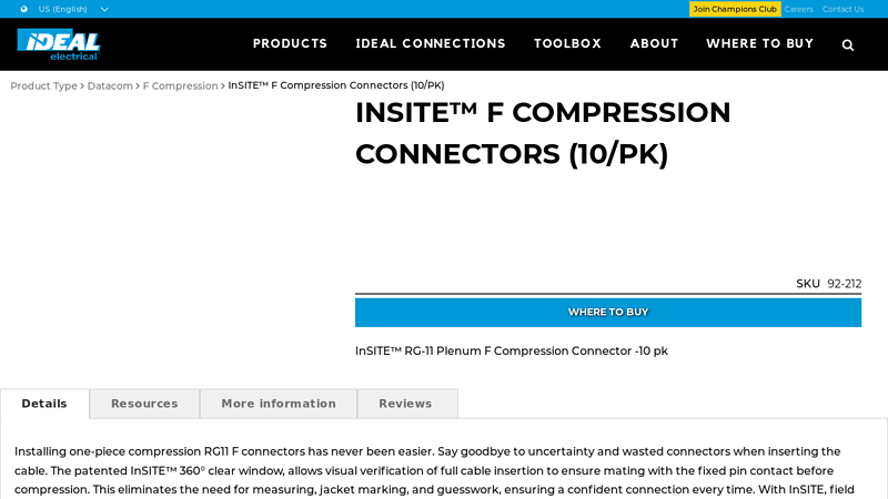 InSITE™ F Compression Connectors (10/PK)
