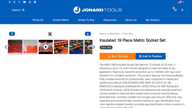 Insulated 19 Piece Metric Socket Set