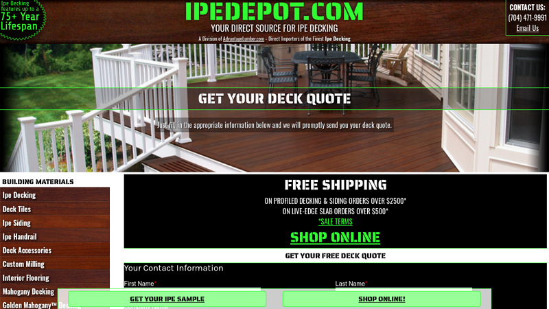 Ipe Decking Free Sample