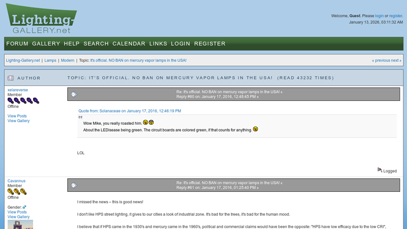 It's official. NO BAN on mercury vapor lamps in the USA!