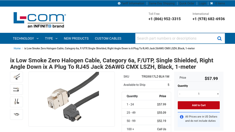 ix Low Smoke Zero Halogen Cable, Category 6a, F/UTP, Single ...