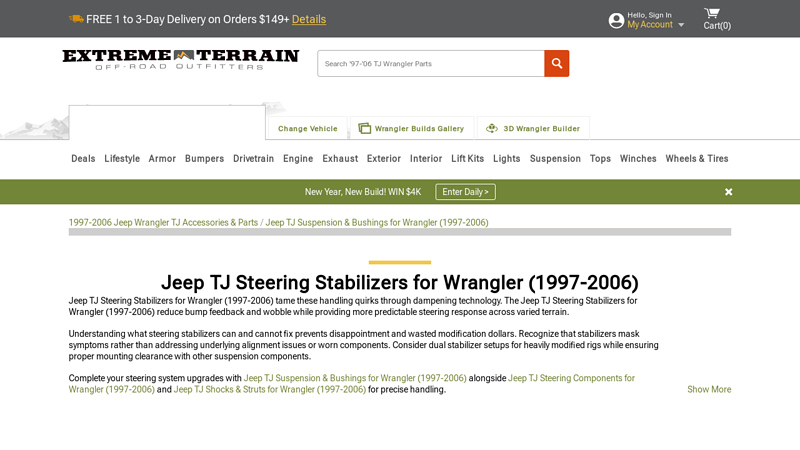 Jeep TJ Steering Stabilizers for Wrangler (1997