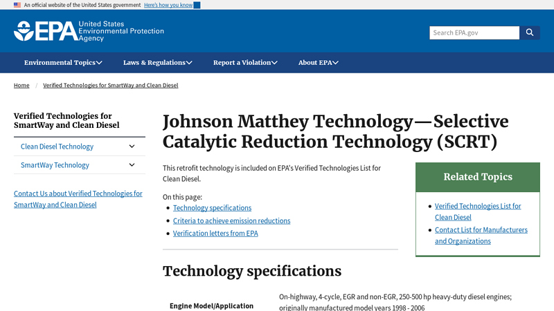 Johnson Matthey Technology—Selective Catalytic Reduction ...