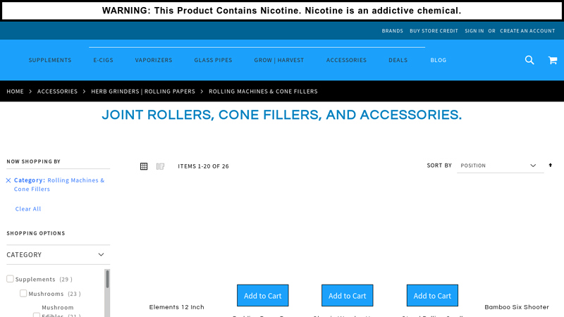 Joint Rollers, Cone Fillers, and Rolling Accessories at Upper Limits.