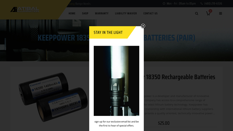 KeepPower 18350 Rechargeable Batteries (PAIR)