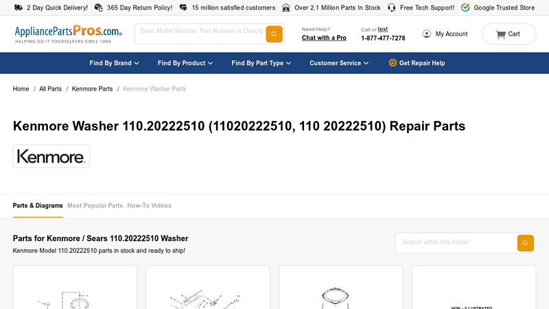 Kenmore 11020222510 Washer Parts