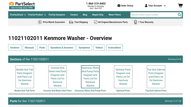Kenmore Washer 11021102011