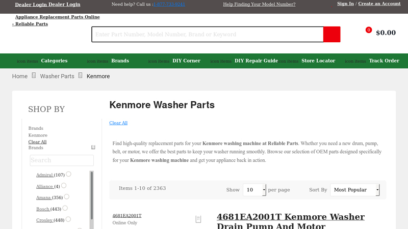 Kenmore Washer Parts