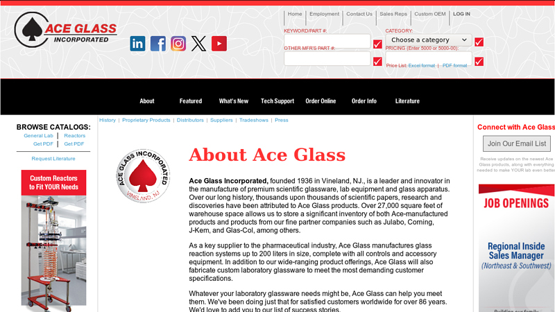 Laboratory Glassware & Scientific Equipment from Ace Glass, Inc.