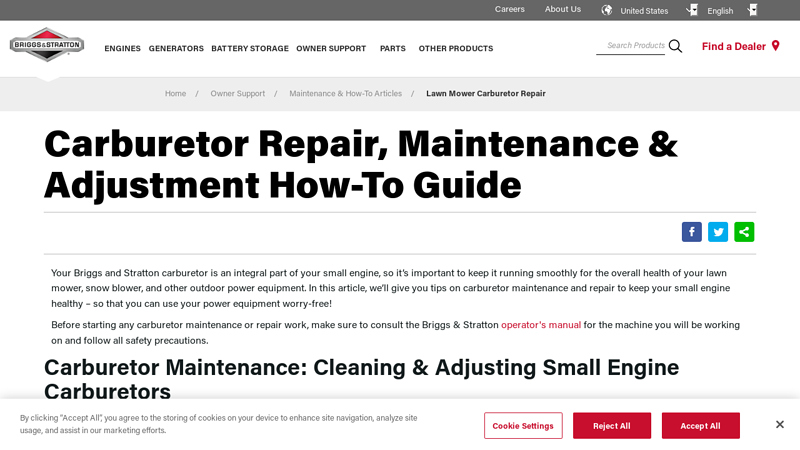 Lawn Mower Carburetor Repair