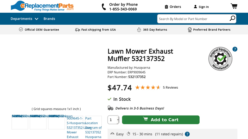 Lawn Mower Exhaust Muffler 532137352