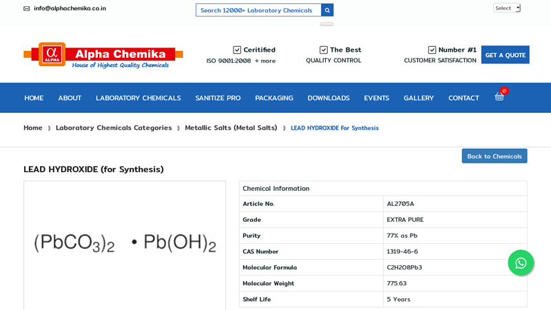 LEAD HYDROXIDE for Synthesis