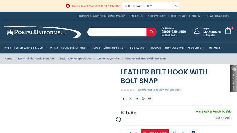 Leather Belt Hook with Bolt Snap