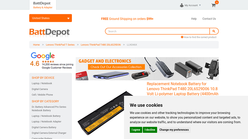 Lenovo ThinkPad T480 20L6S29D06 LLN346X 4400mAh / 47Wh ...