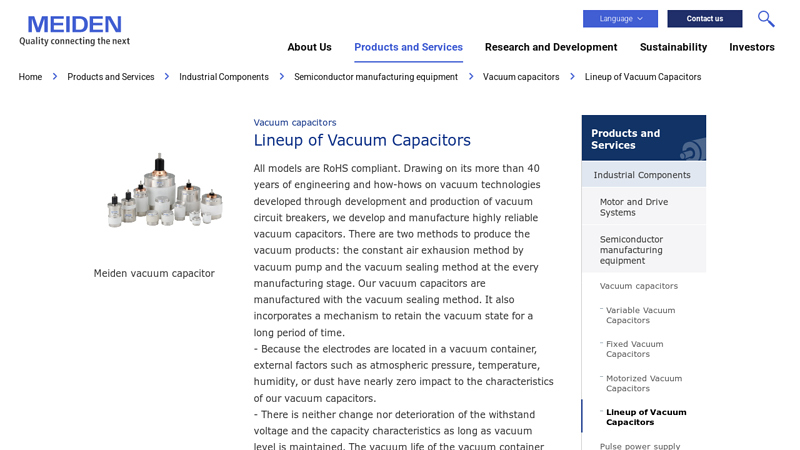 Lineup of Vacuum Capacitors