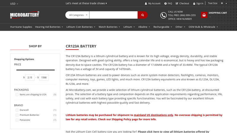 Lithium Batteries CR123A