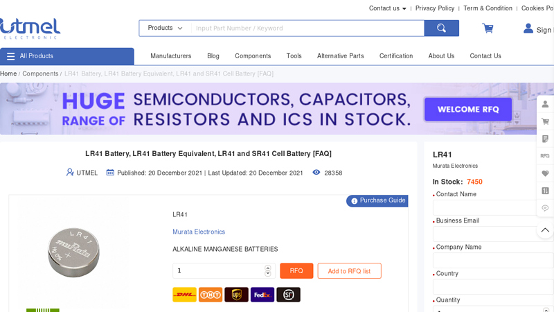 LR41 Battery, LR41 Battery Equivalent, LR41 and SR41 Cell ...