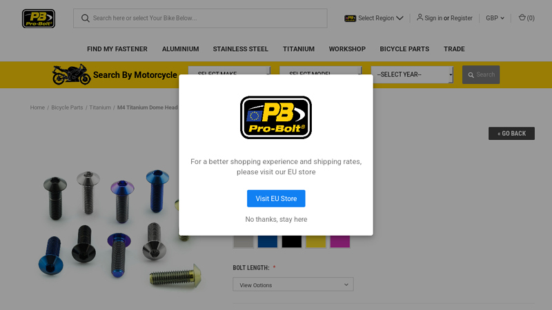 M4 Titanium Dome Head Bolts