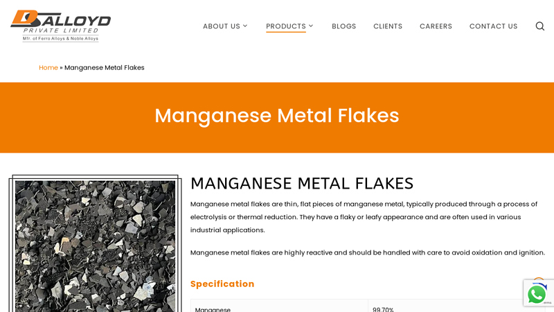 Manganese Metal Flakes