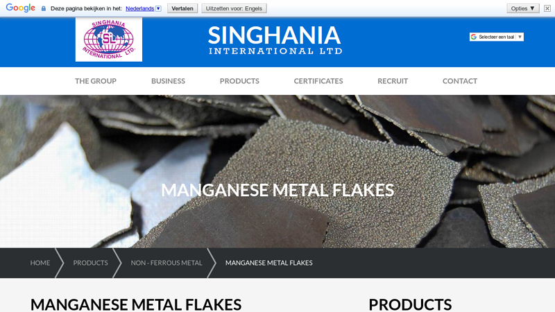 Manganese Metal Flakes