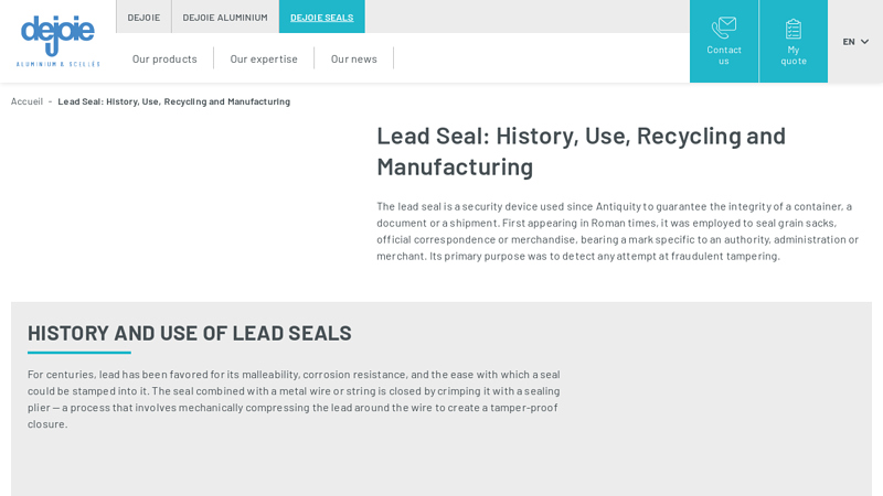 Manufacture of lead seals: history, use & recycling