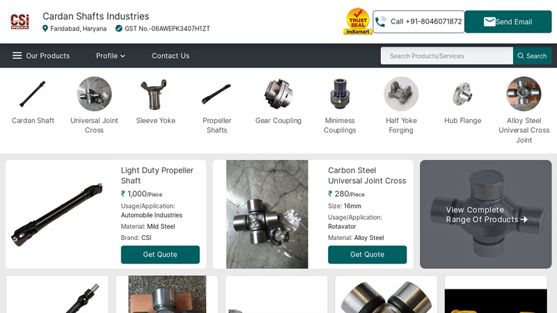 Manufacturer of Cardan Shaft & Universal Joint Cross by Cardan ...