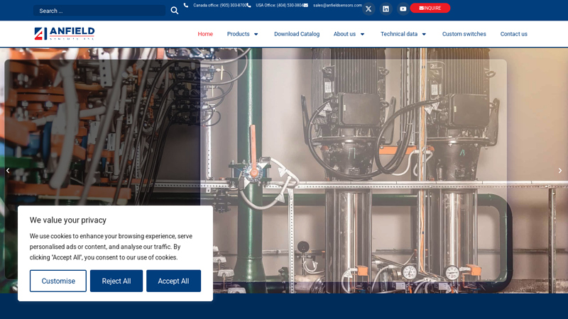 Manufacturer of Pressure, Temperature Switches, and Transducers
