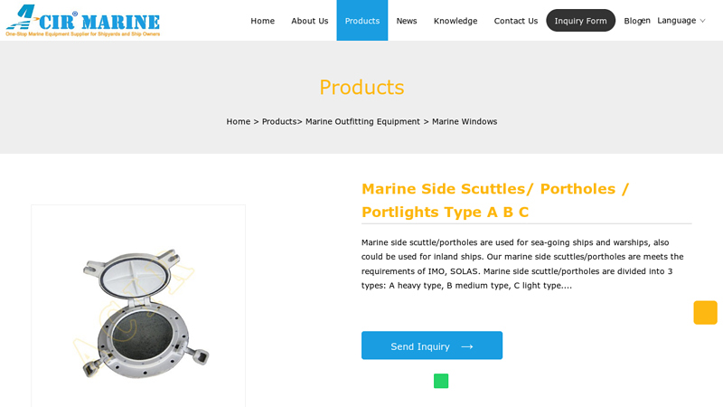 Marine Side Scuttles/ Portholes / Portlights Type A B C