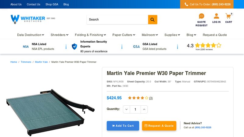 Martin Yale Premier W30 Paper Trimmer