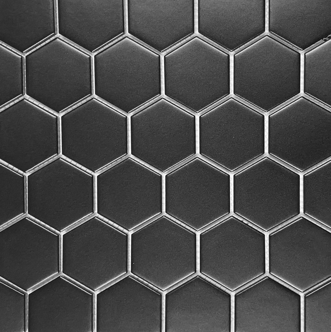Matte 2 in. Black Hexagon Porcelain Mosaic Tile