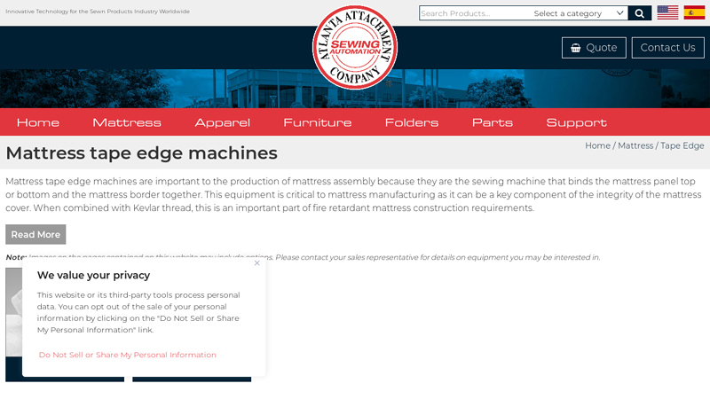 Mattress tape edge machines