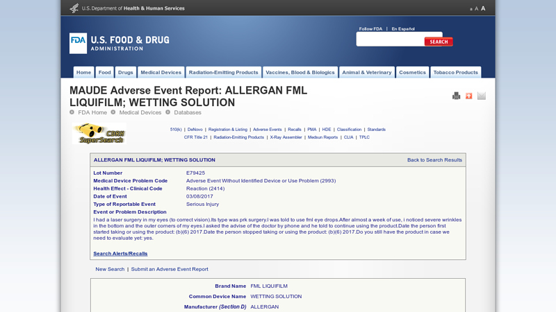 MAUDE Adverse Event Report