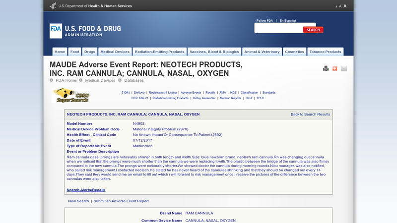 MAUDE Adverse Event Report