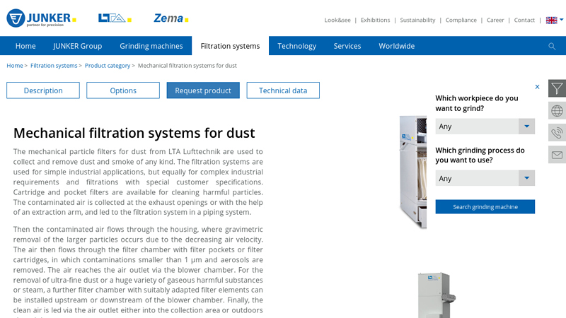 Mechanical filtration systems for dust