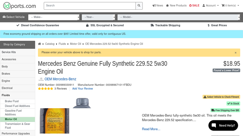 Mercedes Benz Genuine Fully Synthetic 229.52 5w30 Engine Oil