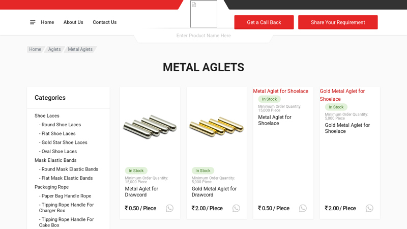 Metal Aglets Manufacturer