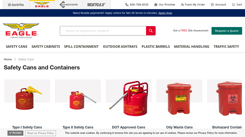 Metal Safety Cans for Flammable Liquids & Gas