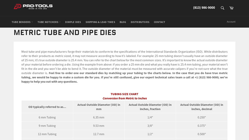 Metric Tube and Pipe Dies