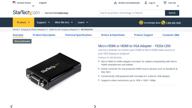 Micro HDMI or HDMI to VGA Adapter