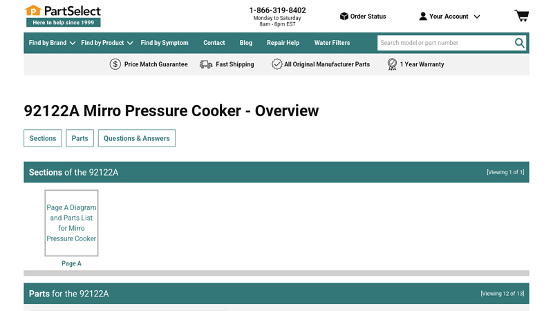 Mirro Pressure Cooker 92122A